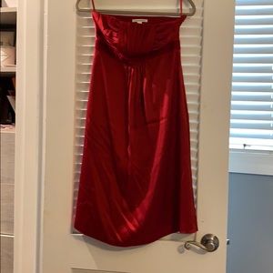 Banana Republic red silk midi dress.